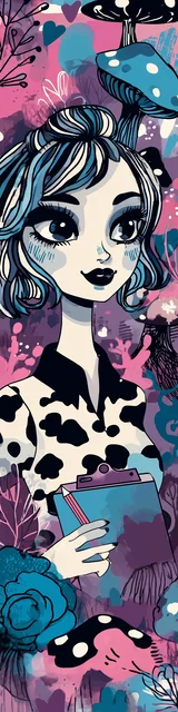 Free teacher bookmark featuring a blue clipboard with a cow print